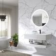 LuxuryBain - Meuble de salle de bain simple vasque 100cm effet marbre blanc et doré avec miroir led-0