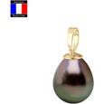 Compagnie Générale des Perles - Pendentif Simple - Véritable Perle de Tahiti Poire 9-10 mm Or Jaune 18 Cts - Bijou Femme-0