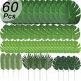 60 Feuilles artificielles de 6 Types différents , Imitation de Plantes Tropicales pour décoration-0