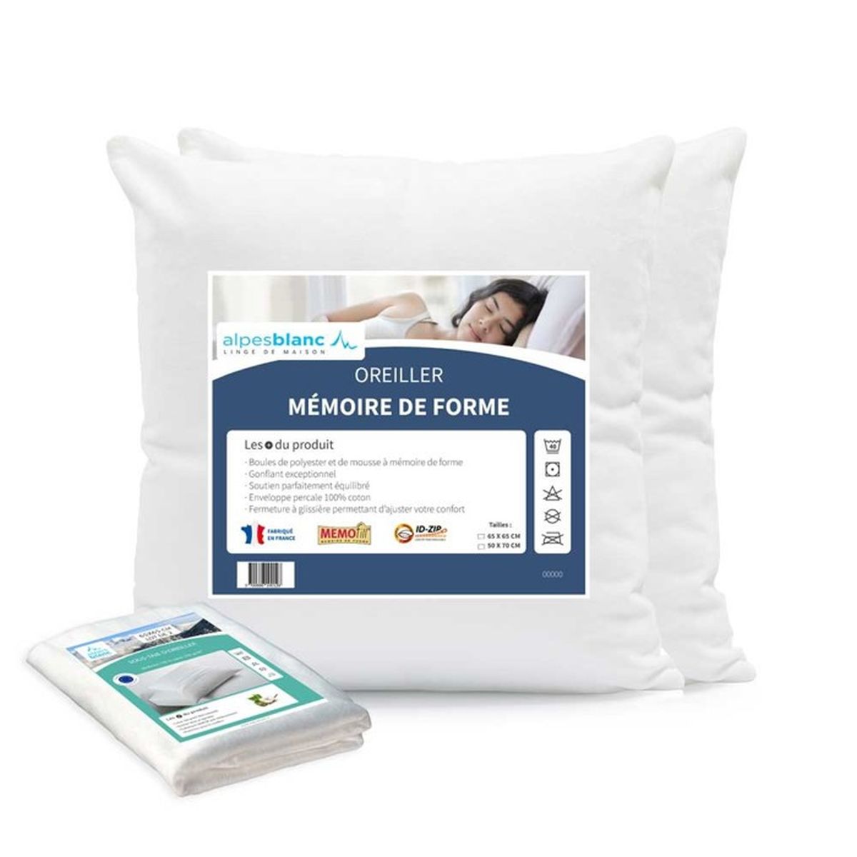 Dreamzie - Set de 2 x Taie d'Oreiller 60x60 cm, Bleu Foncé, Microfibre  (100% Polyester) - Housse de Coussin pour Le Lit Confortable - Cdiscount  Maison