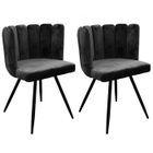 ALTOBUY CHARLOTTE - Lot de 2 Chaises Velours Noir