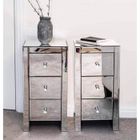 ALIGHTUP Lot de 2 tables de chevet avec miroir, 3 tiroirs et poignées en forme de cristal - 30 x 30 x 60cm