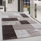 Homebyhome Tapis moderne à poils ras, tendance Marron Tapis 200x290 cm motif à carreaux abstrait, tapis moelleux