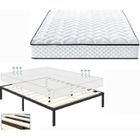 IZTOSS Ensemble Sommier + Matelas - Blanc - 140x190 cm - Mousse - 2 places - 1 sommier monobloc