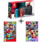 MOONMINI Console de salon - Nintendo - Switch - Joy-Con néon - Super Mario Odyssey - Mario Kart 8 Deluxe