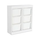 SWEEEK Meuble de rangement enfant. blanc. 6 bacs de rangement en plastique