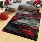 TAPISO Tapis Salon Poil Court Maya Gris Noir Rouge Moucheté Polypropylène Intérieur 200x200 cm