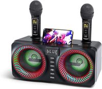 "TTLIFE Machine de karaoké Portable, Haut-Parleur Bluetooth avec 2 Microphones sans Fil pour Fête, Réunion à Domicile "