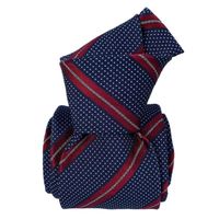 Segni & Disegni - Cravate homme made in Italie. 6-Plis fait à la main. Marine à rayures rouges