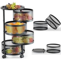 Panier à fruits rotatif pour cuisine, étagère de rangement ronde rotative multicouche, étagère de rangement pour fruits et légumes