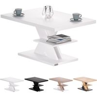 CASARIA® Table basse blanche 90x60x45cm Table de salon 50kg Table basse moderne design Rangement intérieur