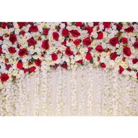 YongFoto 3x2m Vinyle Toile de Fond Toile de Fond de Mariage Roses Fleurs Rideau Mur Florale Magnifique Fond de Studio Photo La Sa