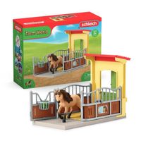 Box avec Poney Icelandais - Extension Ferme Educative, Coffret schleich avec 1 box et 1 figurine poney, pour enfants dès 3 ans -