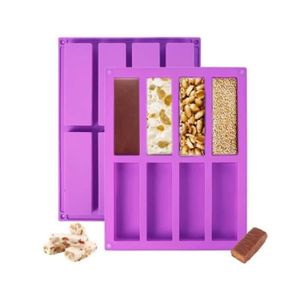 Moules en silicone pour barre de granola rectangulaire, paquet de 2 8  cavités + 1 paquet de moules pour barres de céréales Nutrition 12 cavités :  : Cuisine et Maison