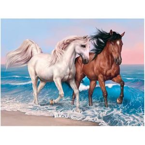 KIT MOSAÏQUE Peinture diamant carré carre chevaux 50x40cm peinture par numéros DIY 5D square diamond painting animaux Images kit.[Z3010]