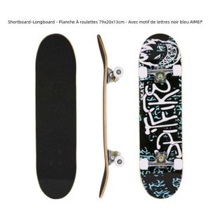 SKATEBOARD - LONGBOARD Shortboard-Longboard - Planche À roulettes 79x20x13cm - Avec motif de lettres noir bleu - Charge max.250kg AIMEI®