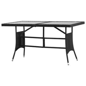 TABLE DE JARDIN  Table de jardin en résine tressée - VIDAXL - Noir 140x80x74 cm - 4 personnes - Extérieur