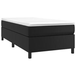 SOMMIER Cadre de lit à ressorts FAFEICY - Noir - 90x190 cm - Similicuir