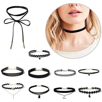 Collier Choker Femme 6 Pièces Dentelle Noire Collier Ras Du Cou Gothique Collier Choker Party Accessories Pour Femmes Files Halloween Costume Lot Colliers Choker Gothique