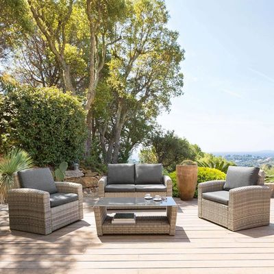 Salon D'angle De Jardin Allure Avoine 5 Places En Aluminium Et Polyester Hesperide 94368145