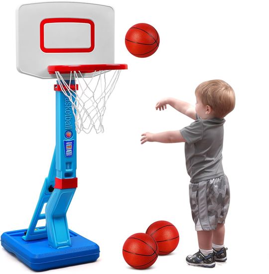 Panier Basket Enfant BAKAJI - Hauteur Réglable 158cm - Base Remplissable - Ballon Inclus