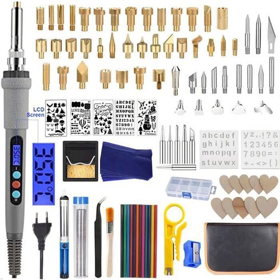 Kit De Marquage à Chaud Pour Bois - 56 Pièces Avec Lettres, Chiffres Et Signes - Outil Ergonomique Chauffant | Pour Sculpture, Gravure, Personnalisation