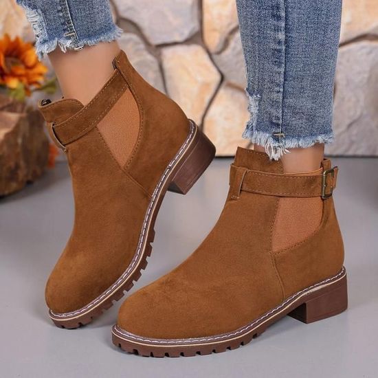 Bottines Orthopédiques Femme Confortables Antidérapantes Légères - Bottes Hiver Courtes à Enfiler