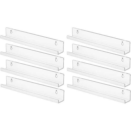 Lot De 4 étagères Murales Invisibles En Acrylique Transparent – 380 Mm, Super Résistantes