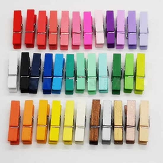 Pinces à Linge En Bois,60pcs Epingle A Linge Mini Épingles Photo Clips