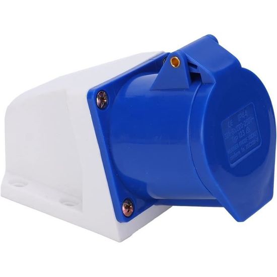 Prise Industrielle 3 Broches 16A/32A 240V Bleue - IP44 - Pour Usage Extérieur Ou Atelier - Montage Mural
