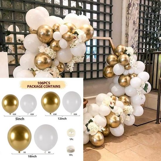 Arceau De Ballons En Forme De Cœur SUSIRE – Blanc Métallisé – 2,2m – Réutilisable