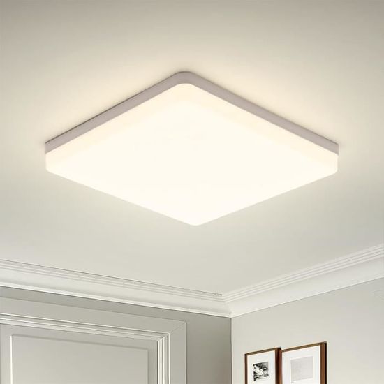 Combuh Plafondlamp LED 48W 4320Lm Moderne Plafond Licht voor Woonkamer Slaapkamer Kinderkamer Keuken Kantoor Koel Wit 6500K Vierkant 30 * 30 * 4Cm