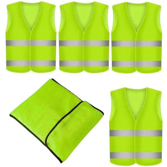 Lot De 6 Gilets De Sécurité Haute Visibilité – Fluorescent Et Bandes Réfléchissantes 360°