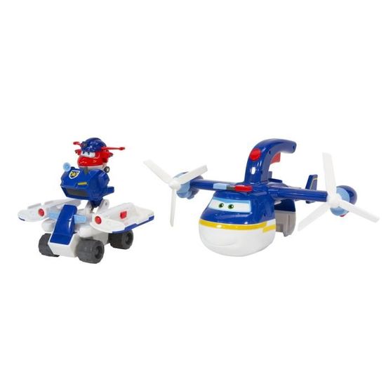 Super Wings - Playset Avion 2en1 Police Patroller + Figurine Jett Police Transform-a-Bots