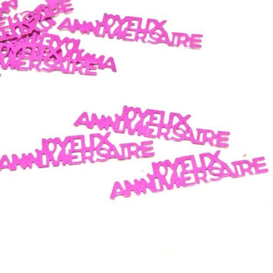 Confettis De Table Joyeux Anniversaire Fuschia Cdiscount Maison