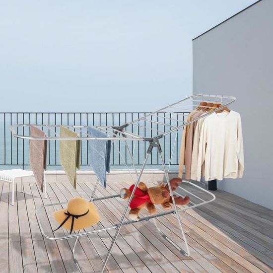 Séchoir à Linge Leifheit Pegasus 180 - Étendoir Sur Pied 18m Capacité - Ailes Latérales Pour Grands Vêtements
