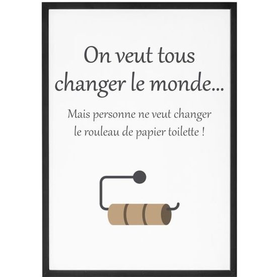 Affiche "Changer le papier toilette" - Tableau décoration murale - Confectionné en France - Format A4
