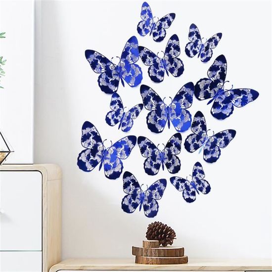 Stickers Muraux Fleurs Bleues Et Papillons Aquarelle – Déco Murale Amovible 30x60 Cm, Vinyle Mat, Facile à Poser Et Retirer