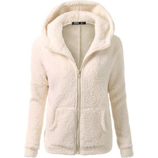 Femme Sweat à Capuche fleece Veste Polaire Zippé Sweatshirt