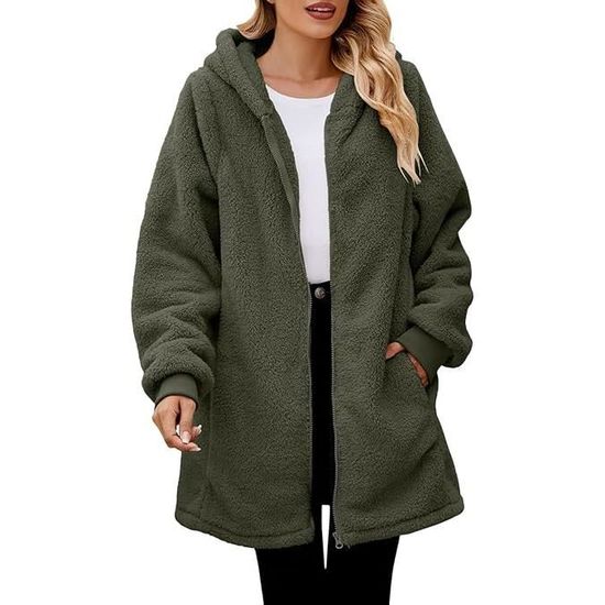 FNKDOR Veste Polaire Femme Zippée Sweats à Capuche Épais Blousons