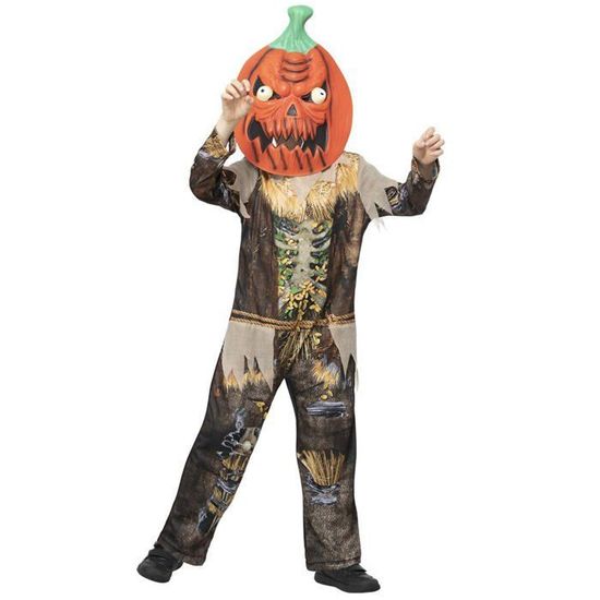 Déguisement Halloween Citrouille Enfant – Robe + Chapeau + Sac à Bonbons, Costume 3-10 Ans, Polyester Doux Et Chaud