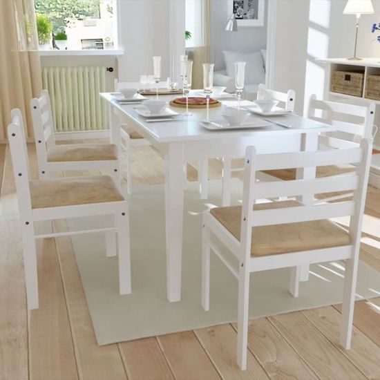 Lot de chaises de salle à manger - Style contemporain Scandinave chaise Cuisine 6 pcs Carrée Bois Blanc