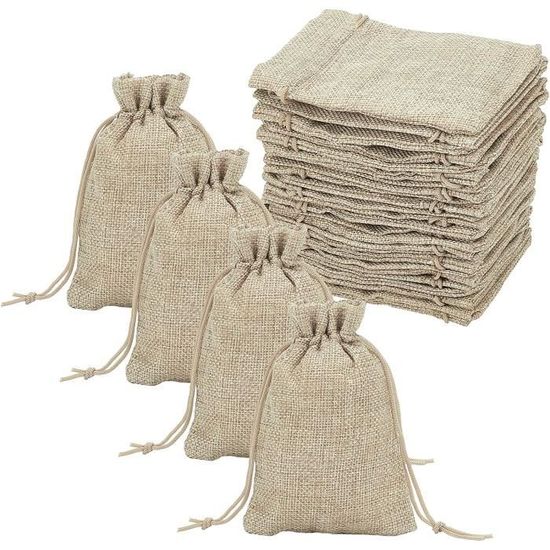 Lot 30 Sachets Organza 10x15 Cm + Toile De Jute – Cordon Serrage, Réutilisables Mariage, Bijoux, Bonbons, Décoration