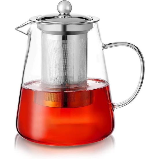 Théière Carrée En Verre Avec Infuseur, Théière De 950 Ml  33 Oz  Avec Infuseur Theiere De 950 Ml Avec Passoire Bouilloire A The Et Dessous De Verre A Infuseur En Prime Parfaite Pour Le The Et Le Cafe