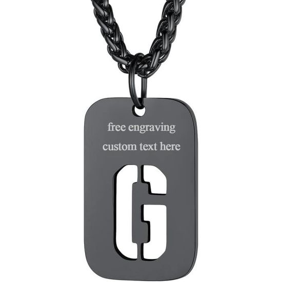 Plaque Militaire Collier Personnalisable Custom4U - Acier Inoxydable, Gravure 5 Lignes, Boîte Cadeau Collier Dog Tag Personnalisable