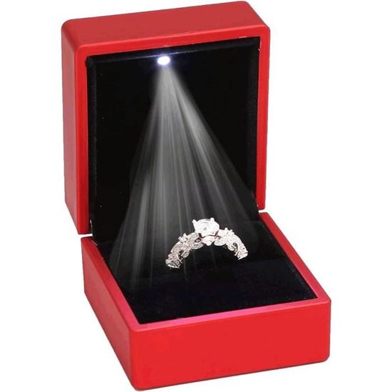Mothiness Boîte à Bagues Avec Lumière LED En Velours écologique Sans Poison Design élégant