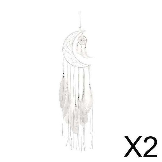 Attrape-rêves Lune Violet Fait Main - Décoration Murale Bohème Avec Plumes | Cadeau Anniversaire, Décoration Chambre, Bureau