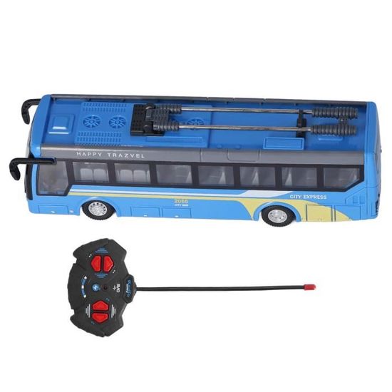 Bus Jouet Télécommandé 1/16 – 32 Cm Avec Lumières LED, Roues Caoutchoutées, Mouvement Avant/Arrière/Gauche – Piles AA