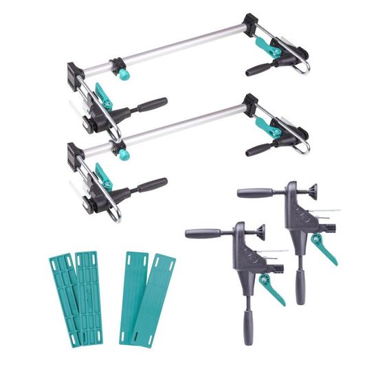 Wolfcraft Kit Pose Terrasse Bois - 10 Pièces Avec Serre-Joint, Guide Perçage Et Espaceurs | Montage Rapide Et Précis