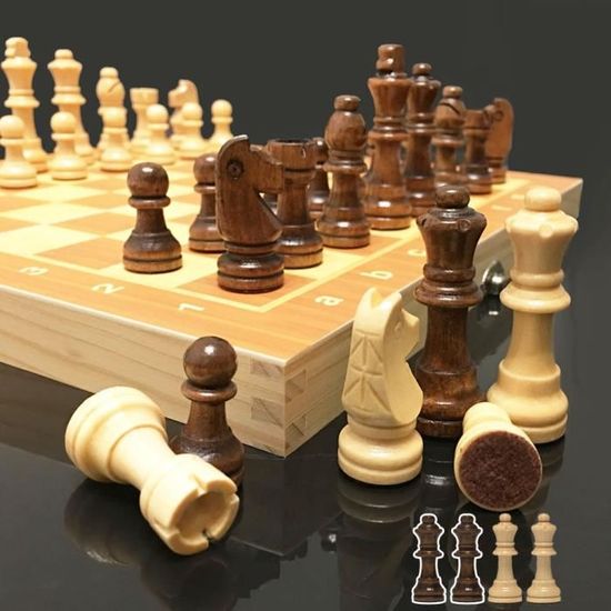 Jeu D'échecs Avec Joli Boîtier En Marqueterie - Occasion état Très Satisfaisant
